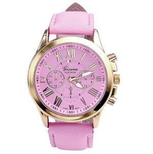 Geneva Decorative Dials Quartz Watch for Women in Pretty Colours - BELLADONNA