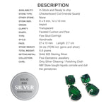 Checkerboard Emerald Quartz Gemstone In Solid .925 Sterling Silver Stud Earrings - BELLADONNA