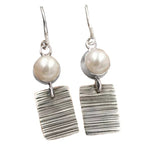 Trendy Natural Freshwater White Pearl , Solid .925 Sterling Silver Earrings - BELLADONNA