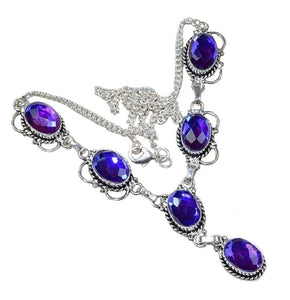 Handmade Madagascar Vibrant Purple/ Pink Fire Topaz .925 Sterling Silver Necklace - BELLADONNA