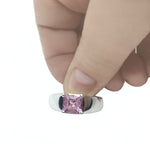 Pink Topaz and White Zirconia Solid.925 Sterling Silver Ring Size US 10 / UK T - BELLADONNA