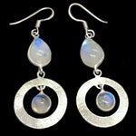 6.77 ct Natural Rainbow Moonstone Gemstone Solid .925 Silver Earrings - BELLADONNA