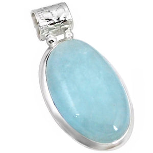 16.48 ct Natural Aquamarine Gemstone Solid .925 Sterling Silver Pendant - BELLADONNA