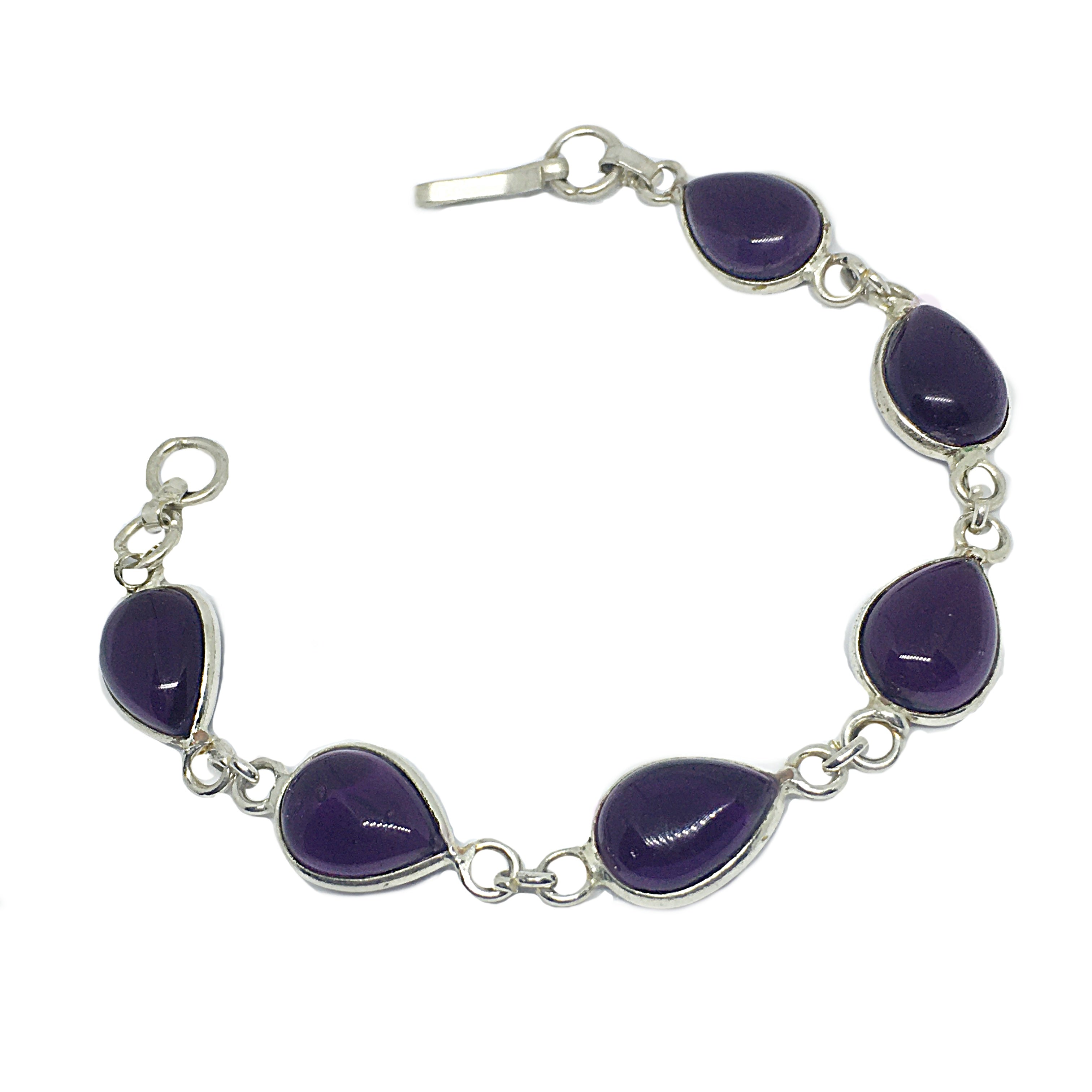 Deep Purple Amethyst Gemstone Silver Bracelet - BELLADONNA