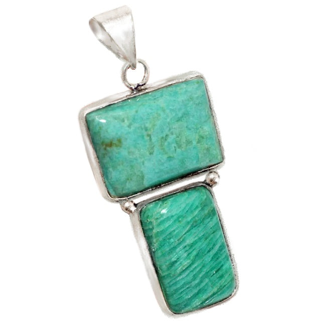 Modern Natural Peruvian Amazonite .925 Sterling Silver Pendant - BELLADONNA