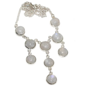 Princess Style Natural Rainbow Moonstone.925 Silver Necklace - BELLADONNA