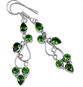 Faceted Peridot Gemstone Pears .925 Sterling Silver Earrings - BELLADONNA