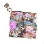 Mixed Colours Druzy Agate Gemstone Gold Plated Fashion Pendant - BELLADONNA