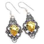 Faceted Citrine Gemstone .925 Sterling Silver Earrings - BELLADONNA