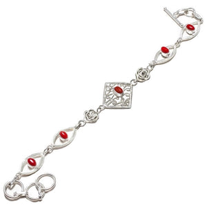 Dainty Red Coral Gemstone .925 Silver Plated Bracelet - BELLADONNA