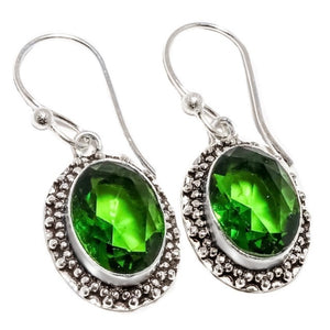 Handmade Peridot Gemstone Oval .925 Sterling Silver Earrings - BELLADONNA