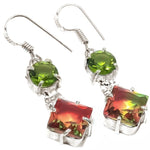 Bi-Colour Tourmaline , Peridot Gemstone .925 Silver Earrings - BELLADONNA