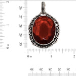 Antique Style Garnet Quartz Oval .925 Silver Plated Pendant - BELLADONNA