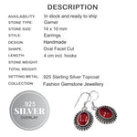 Antique Style Garnet Oval Cabochon Gemstone .925 Silver Earrings - BELLADONNA