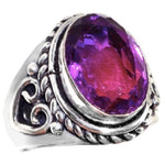 Pink Purple Bi-Colour Tourmaline Gemstone .925 Silver Ring Size US 7.5 / P - BELLADONNA