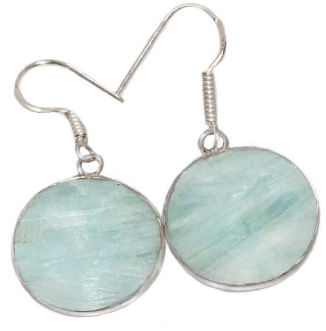 Natural Hemimorphite Crystal Round Gemstone .925 Sterling Silver Earrings - BELLADONNA