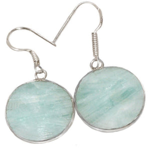 Natural Hemimorphite Crystal Round Gemstone .925 Sterling Silver Earrings - BELLADONNA