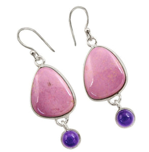 17.08 cts Natural Purple Phosphosiderite ( Hope Stone) Amethyst Solid .925 Sterling Silver Earrings - BELLADONNA