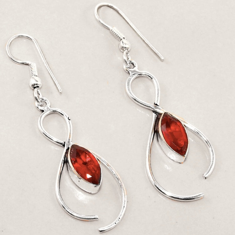 Trendy Garnet Quartz Gemstone .925 Silver Earrings - BELLADONNA