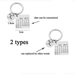 Personalized Calendar Custom Engraved Disk Date Name Stainless Steel Keyring - BELLADONNA