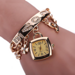 Women's White Cubic Zirconia Gold  or Silver Bracelet Watch - BELLADONNA