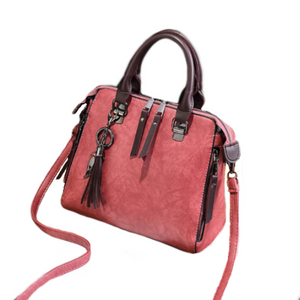 Superior Leather Tassel Cat Charm Handbag in a Super Selection of Colours - BELLADONNA