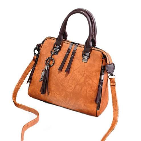 Superior Leather Tassel Cat Charm Handbag in a Super Selection of Colours - BELLADONNA