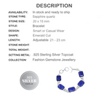 Sapphire Blue Quartz Gemstone .925 Silver Bracelet - BELLADONNA