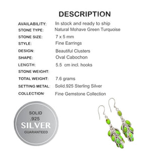 Natural Mohave Green Turquoise Solid 925 Sterling Silver Earrings - BELLADONNA