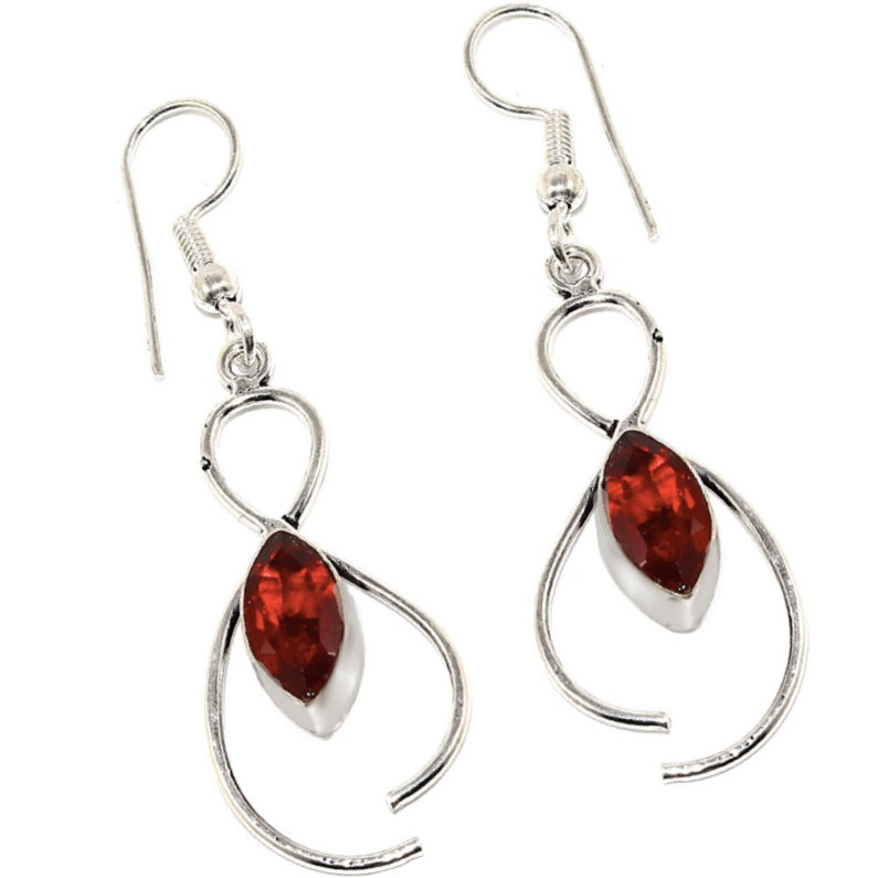 Trendy Garnet Quartz Gemstone .925 Silver Earrings - BELLADONNA