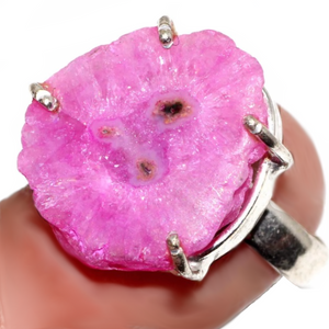 Pink Solar Quartz Gemstone .925 Silver Ring size 7.5 or P - BELLADONNA