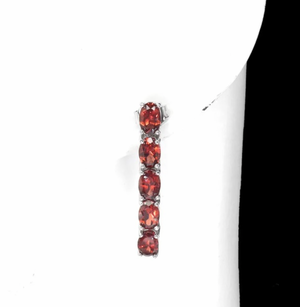 Natural Unheated Garnet Gemstone Solid .925 Sterling Silver 14K White Gold Stud Earrings - BELLADONNA